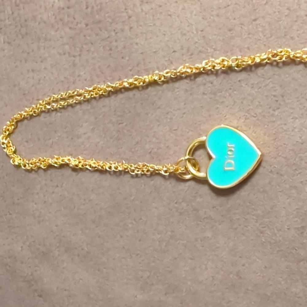 Dior Gold And Tiffany Blue Charm On Gold Chain- Repurposed - Picture 2 of 5